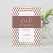 イリュシマチョコレートさくらんぼカップケーキ1st誕生日 招待状 (スタンド正面)