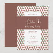 イリュシマチョコレートさくらんぼカップケーキ1st誕生日 招待状 (正面/裏面)