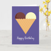イリュシマチョックバナナアイスクリームパープル誕生日 カード (黄色い花)