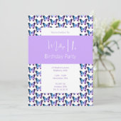イリュシマバタフライパターンパープルワンバースデー 招待状 (スタンド正面)