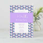 イリュシマバタフライパターンパープル10誕生日 招待状 (スタンド正面)