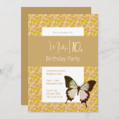 イリュシマバタフライ紙吹雪ガールズ10誕生日 招待状 (正面/裏面)