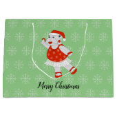 イリュシマバレエヒッポクリスマススノーフレークグリーン ラージペーパーバッグ (正面)