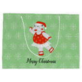 イリュシマバレエヒッポクリスマススノーフレークグリーン ラージペーパーバッグ (裏面)