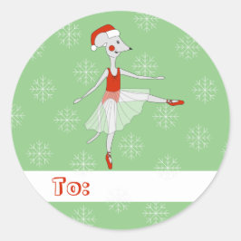 イリュシマバレエマウスクリスマススノーフレークグリーン ラウンドシール