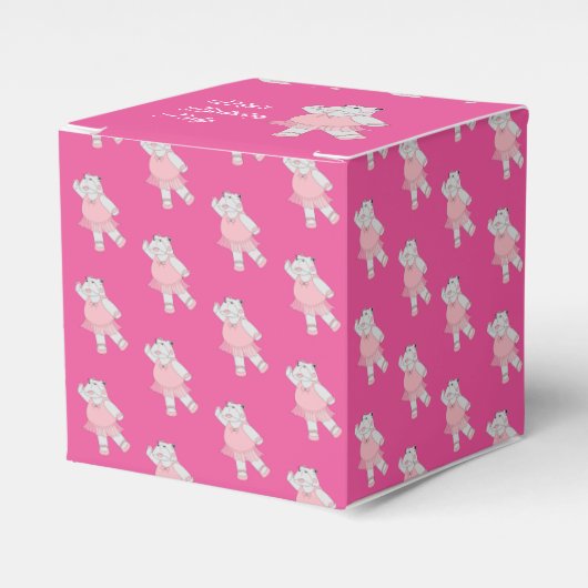 イリュシマバレエHippoパターンピンク誕生日パーティー フェイバーボックス (正面サイド)