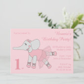 イリュシマバレリナエレファントガールズピンク誕生日 招待状 (スタンド正面)