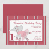 イリュシマバレリナエレファントガールズマルーン誕生日 招待状 (正面/裏面)