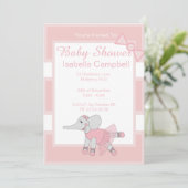 イリュシマバレリナエレファントベビーピンクベビーシャワー 招待状 (スタンド正面)