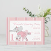 イリュシマバレリナエレファントライトピンク誕生日 招待状 (スタンド正面)
