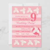 イリュシマバレリナシューズガールズピンク誕生日 招待状 (正面)