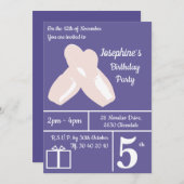 イリュシマバレリナシューズダークパープル誕生日 招待状 (正面/裏面)