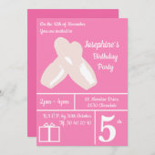 イリュシマバレリナシューズダークピンク誕生日 招待状 (正面/裏面)