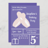 イリュシマバレリナシューズパープルバースデーパーティー 招待状 (正面/裏面)