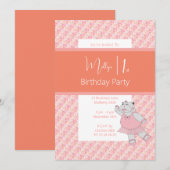 イリュシマバレリナヒッポフローラピーチ1st誕生日 招待状 (正面/裏面)