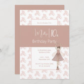 イリュシマバレリナピンクフェアリー10誕生日 招待状 (正面/裏面)