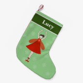 イリュシマバレリナフェアリークリスマススノーフレーク スモールクリスマスストッキング (正面 (吊り時))