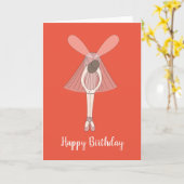 イリュシマバレリナフェアリーダークオレンジ誕生日カード カード (黄色い花)