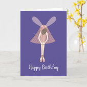 イリュシマバレリナフェアリーダークパープル誕生日カード カード (黄色い花)