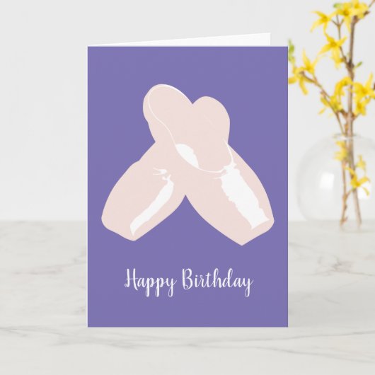 イリュシマバレリナポイントシューズパープル誕生日 カード (黄色い花)