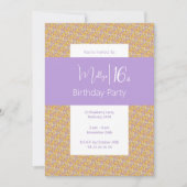 イリュシマパープルイエローフローラティーン16誕生日 招待状 (正面)