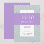 イリュシマパープルグリーンフローラガールズ10誕生日 招待状 (正面/裏面)