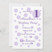 イリュシマパープルスポットアンドドットガールズ誕生日 招待状 (正面)