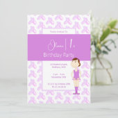 イリュシマパープルバレリナシューズ1st誕生日 招待状 (スタンド正面)