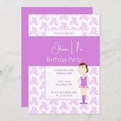 イリュシマパープルバレリナシューズ1st誕生日 招待状 (正面/裏面)