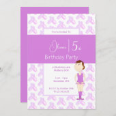 イリュシマパープルバレリナシューズ5th誕生日 招待状 (正面/裏面)