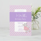 イリュシマパープルバレリナヒッポ10誕生日 招待状 (スタンド正面)