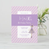 イリュシマパープルフローラフラワーフェアリー10誕生日 招待状 (スタンド正面)