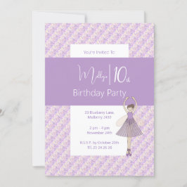 イリュシマパープルフローラフラワーフェアリー10誕生日 招待状
