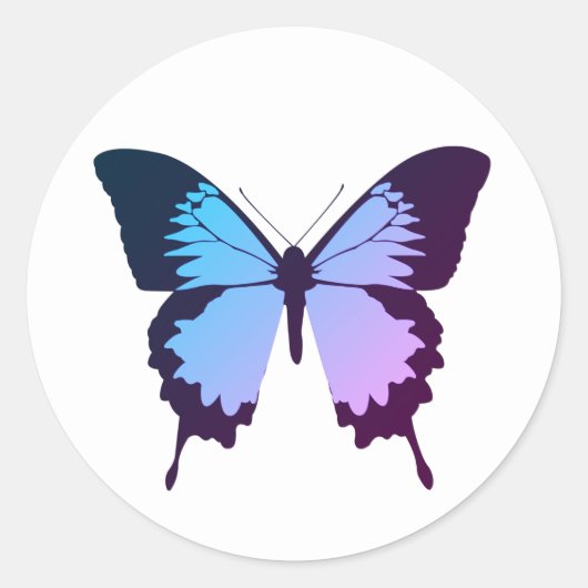 イリュシマパープルブルーグラディエント蝶ホワイト ラウンドシール (正面)