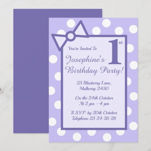 イリュシマパープルボウ&スポットガールズバースデーパーティー 招待状 (正面/裏面)