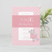 イリュシマピンクバレリナヒッポ10誕生日 招待状 (スタンド正面)