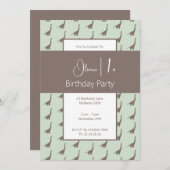 イリュシマブラウンロングネック恐竜1st誕生日 招待状 (正面/裏面)