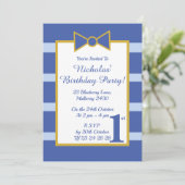 イリュシマブルーストライプ金ゴールドボーイスボーバースデーパーティー 招待状 (スタンド正面)