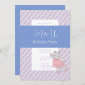 イリュシマブルーバレリーナヒッポ1st誕生日 招待状 (正面/裏面)