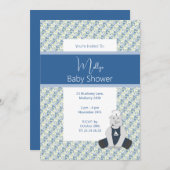 イリュシマブルーフローラセーラーラインノベビーシャワー 招待状 (正面/裏面)