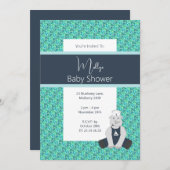 イリュシマブルーフローラセーラーラインノベビーシャワー 招待状 (正面/裏面)