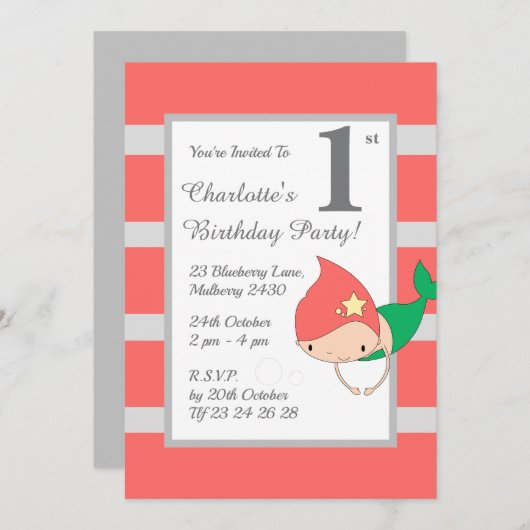 イリュシママーメイドオレンジガールズバースデーパーティー 招待状 (正面/裏面)