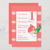 イリュシママーメイドピーチガールズバースデーパーティー 招待状 (正面/裏面)