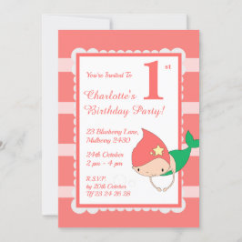 イリュシママーメイドピーチパールスガールズバースデーパーティー 招待状