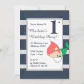 イリュシママーメイドブルーストリッピー女の子の誕生日パーティー 招待状 (正面)