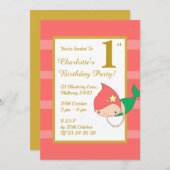 イリュシママーメイド金ゴールドガールズバースデーパーティー 招待状 (正面/裏面)