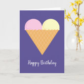 イリュシマラブハートアイスクリームダークパープル誕生日 カード (黄色い花)