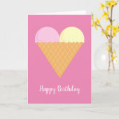 イリュシマラブハートアイスクリームピンク誕生日カード カード (黄色い花)