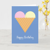 イリュシマラブハートアイスクリームブルー誕生日カード カード (黄色い花)