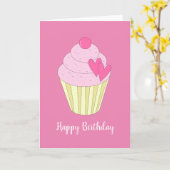 イリュシマラブハートカップケーキピンクカード カード (黄色い花)